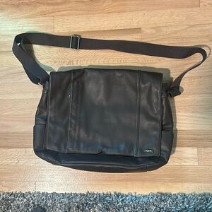 Tumi Leather Messenger Laptop Bag Brown